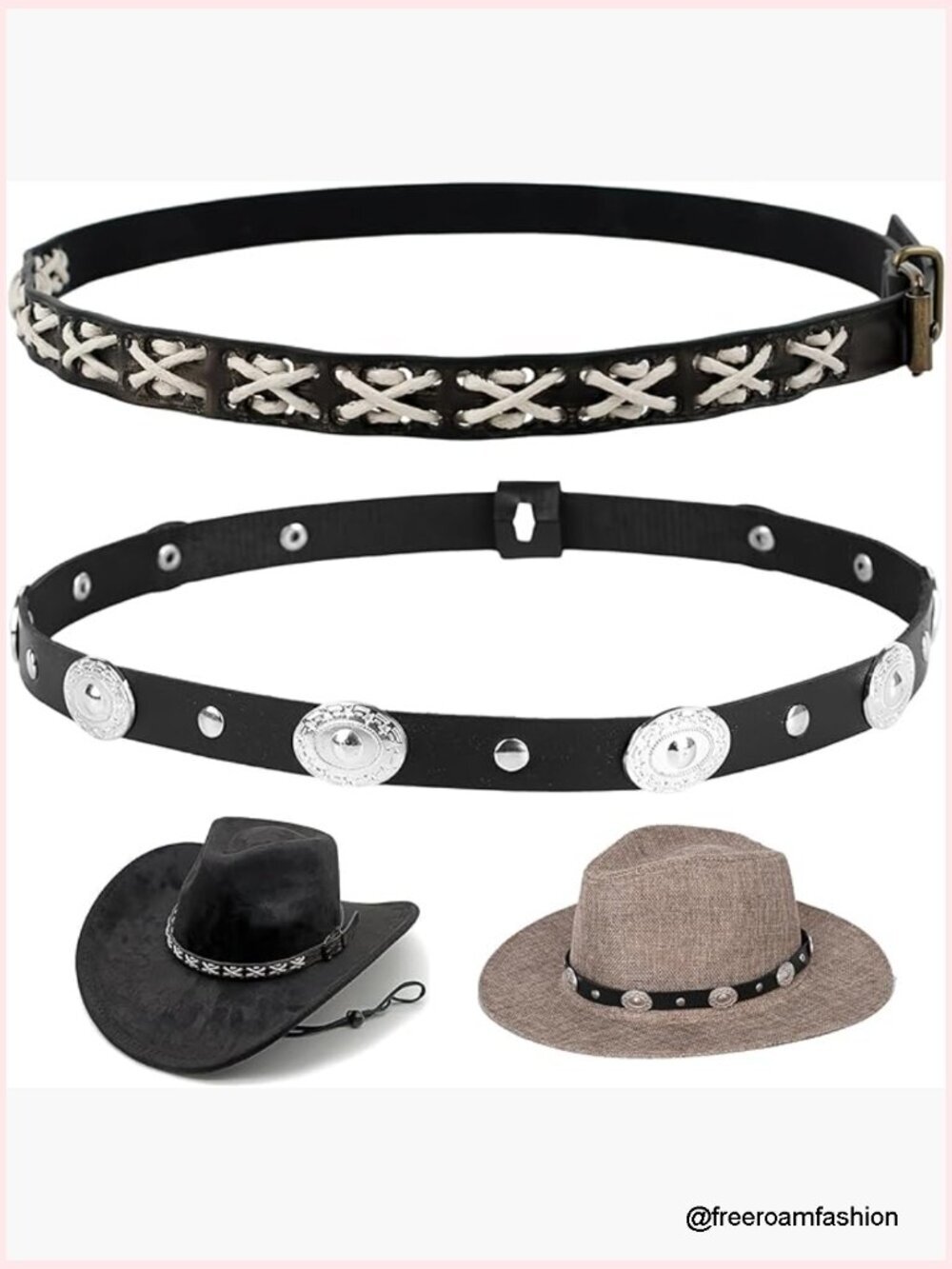 Leather Cowboy Hat Band - Adjustable Western Cowgirl Hats Accessory
